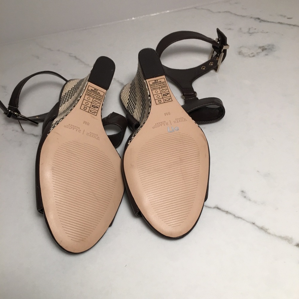 White House Black Market Brown & Cream Wedge Heels - Picture 8 of 8